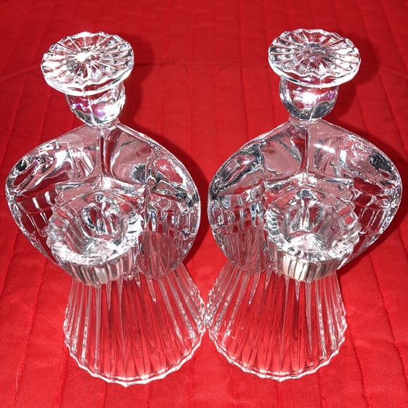 VTG Pr. 24% full lead crystal praying angels w/candleholders on back $25 - Picture 5 of 12